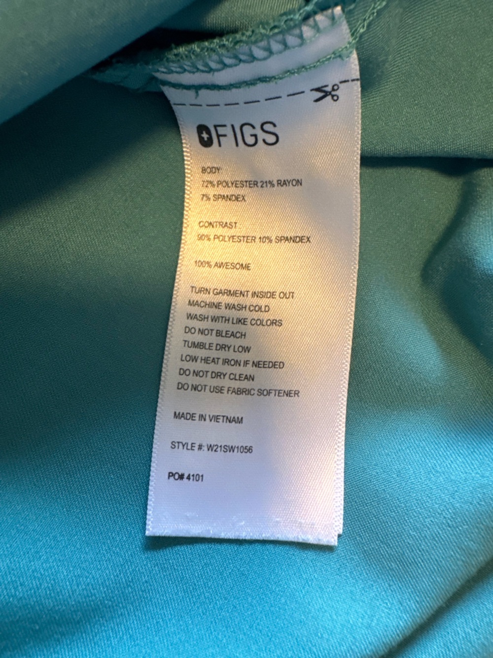 Figs Teal Polo-Style Medical Top - Picture 4 of 4